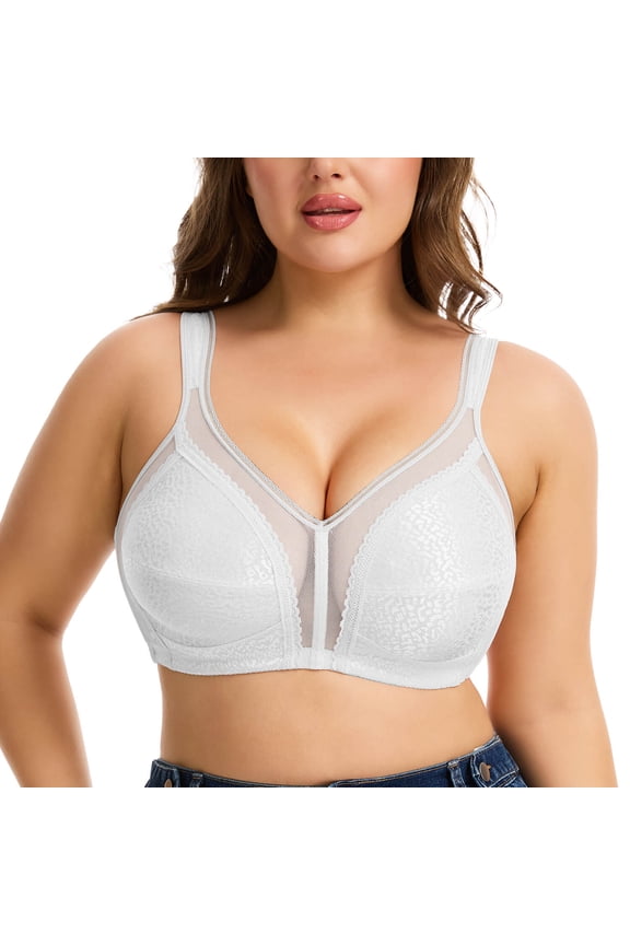 Women's Full Figure Minimizer Bras Comfort Large Busts Wire-Free Non Padded Plus Size Bra