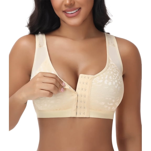 MANIFIQUE Post Surgery Compression Bra for Women's Front Closure Bra with Adjustable Straps Wirefree