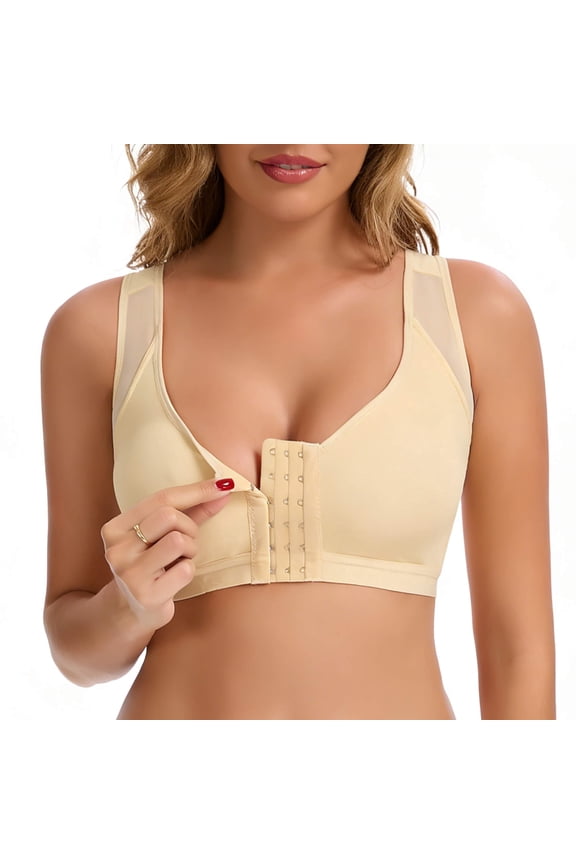 Posture Corrector Bra for Women Front Closure Bra Full Coverage Non Padded Wirefree