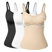 3 Packs Shapewear Camisoles with Built in Padded Bras Tummy Control Compression Tank Tops for Women Body Shaper