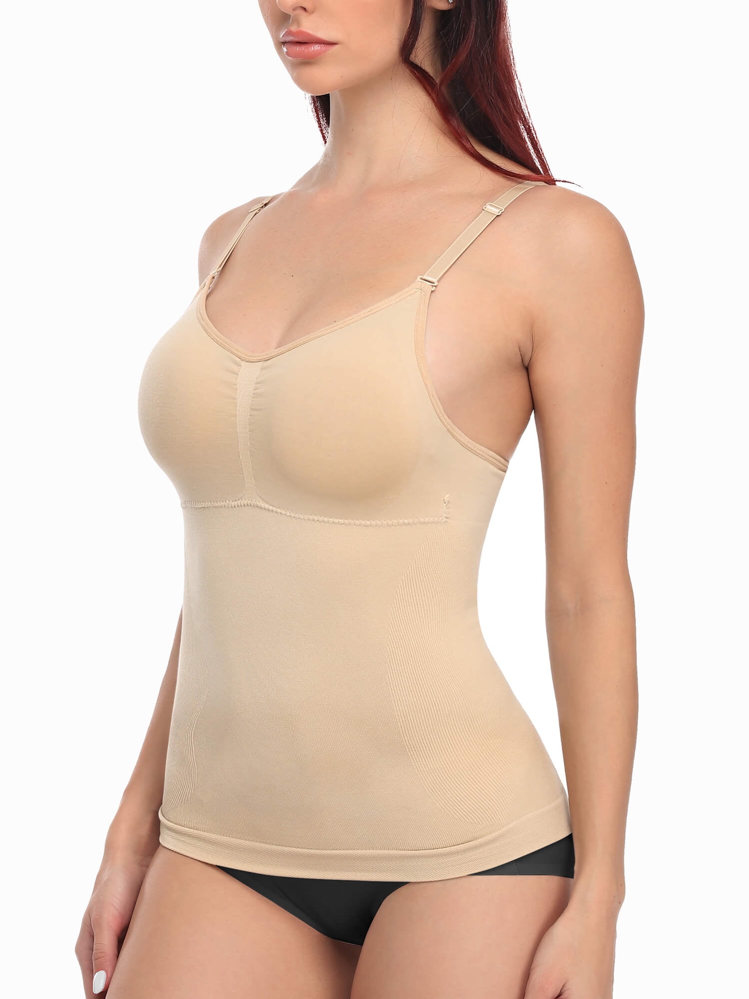 MANIFIQUE Scoop Neck Compression Cami - Tummy and Waist Control Body Shapewear  Camisole with Built-in Padded Bras 