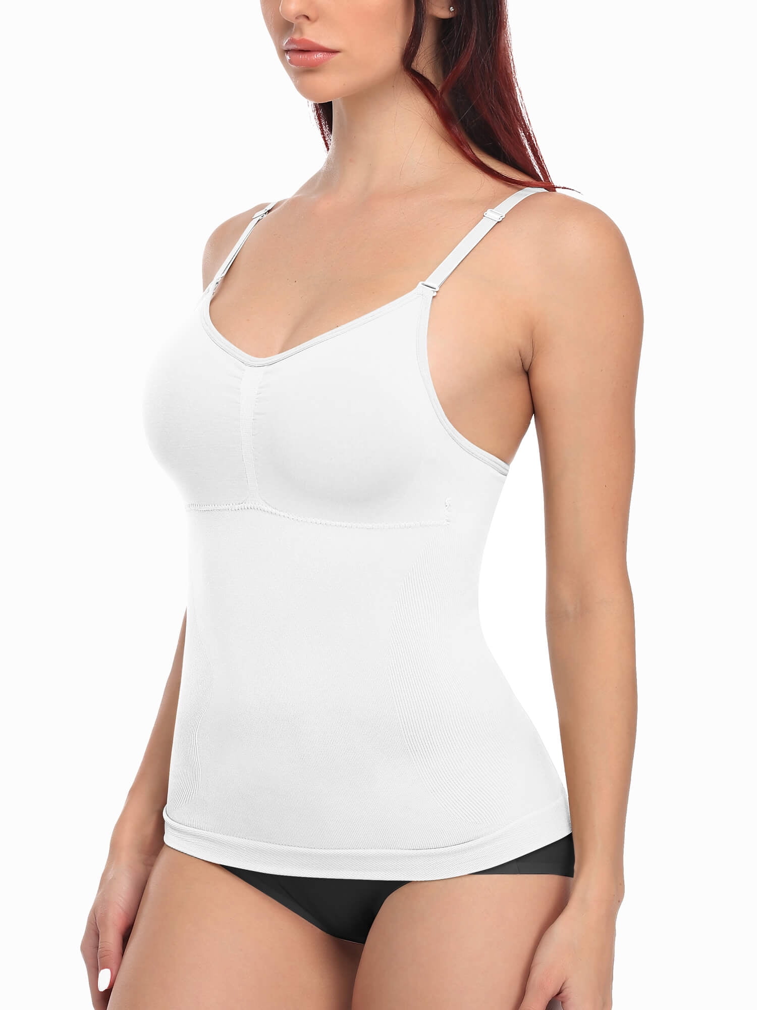MANIFIQUE Women's Slimming Tank Top with Built in Bras, Everyday Shapewear,  White Compression Body Tank