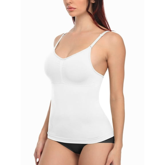 MANIFIQUE Scoop Neck Compression Cami - Tummy and Waist Control Body Shapewear Camisole with Built-in Padded Bras