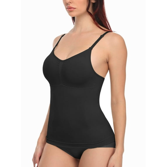 MANIFIQUE Scoop Neck Compression Cami - Tummy and Waist Control Body Shapewear Camisole with Built-in Padded Bras