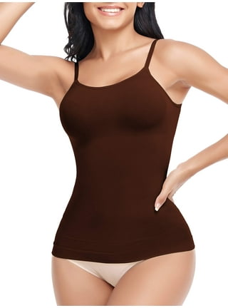 ATTLADY Shapewear Tops for Women Scoop Neck Spaghetti Strap Shaping Cami  Top (2Xlarge.Brown) - ShopStyle
