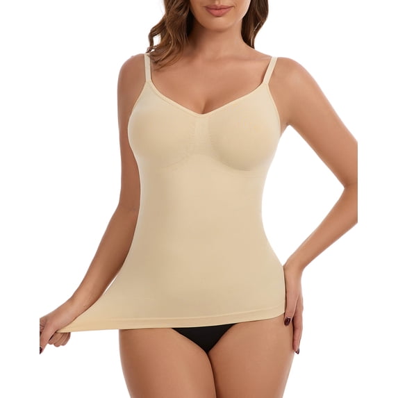 MANIFIQUE Shapewear Cami for Women - Waist Shaping Top, Seamless Compression V Neck Camisole
