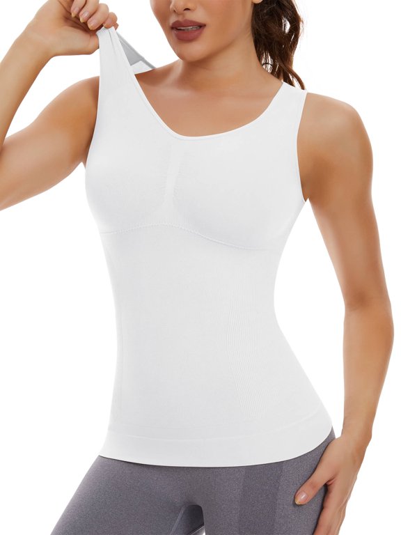 Shapewear Camisole with Built-in Pad Bra for Women Tummy Control Seamless Compression Tank Tops