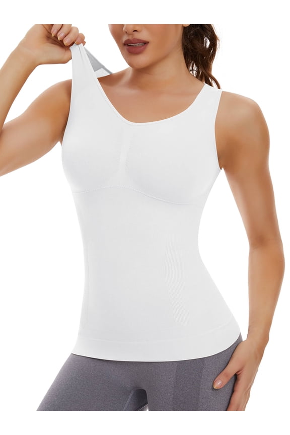 Shapewear Camisole with Built-in Pad Bra for Women Tummy Control Seamless Compression Tank Tops