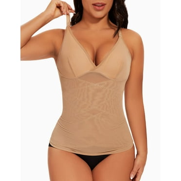 MANIFIQUE Body Shaper for Women Tummy Control Shapewear Compression Tanks Cami Tops V-Neck Camisoles with Built in Bra