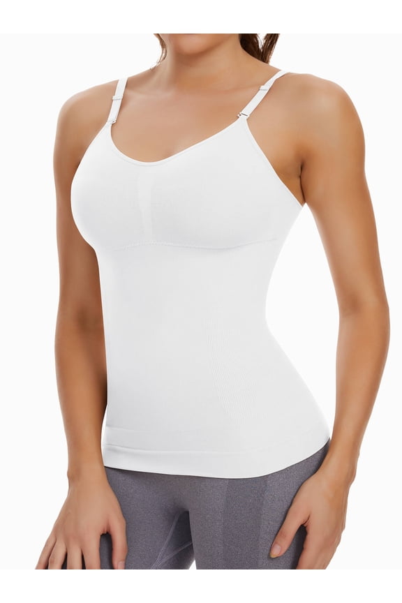 Shapewear Camisole with Built-in Pad Bra for Women Tummy Control Seamless Compression Tank Tops