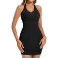 thumbnail image 1 of MANIFIQUE Shapewear Slip Dress with Built in Bra for Women V-Neck Halter Tummy Control Full Slips Convertible straps, 1 of 7