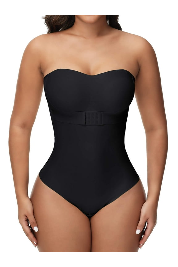 Strapless Shapewear Bodysuit Tummy Control for Women Faja Strapless Cupped Thong Bodysuit