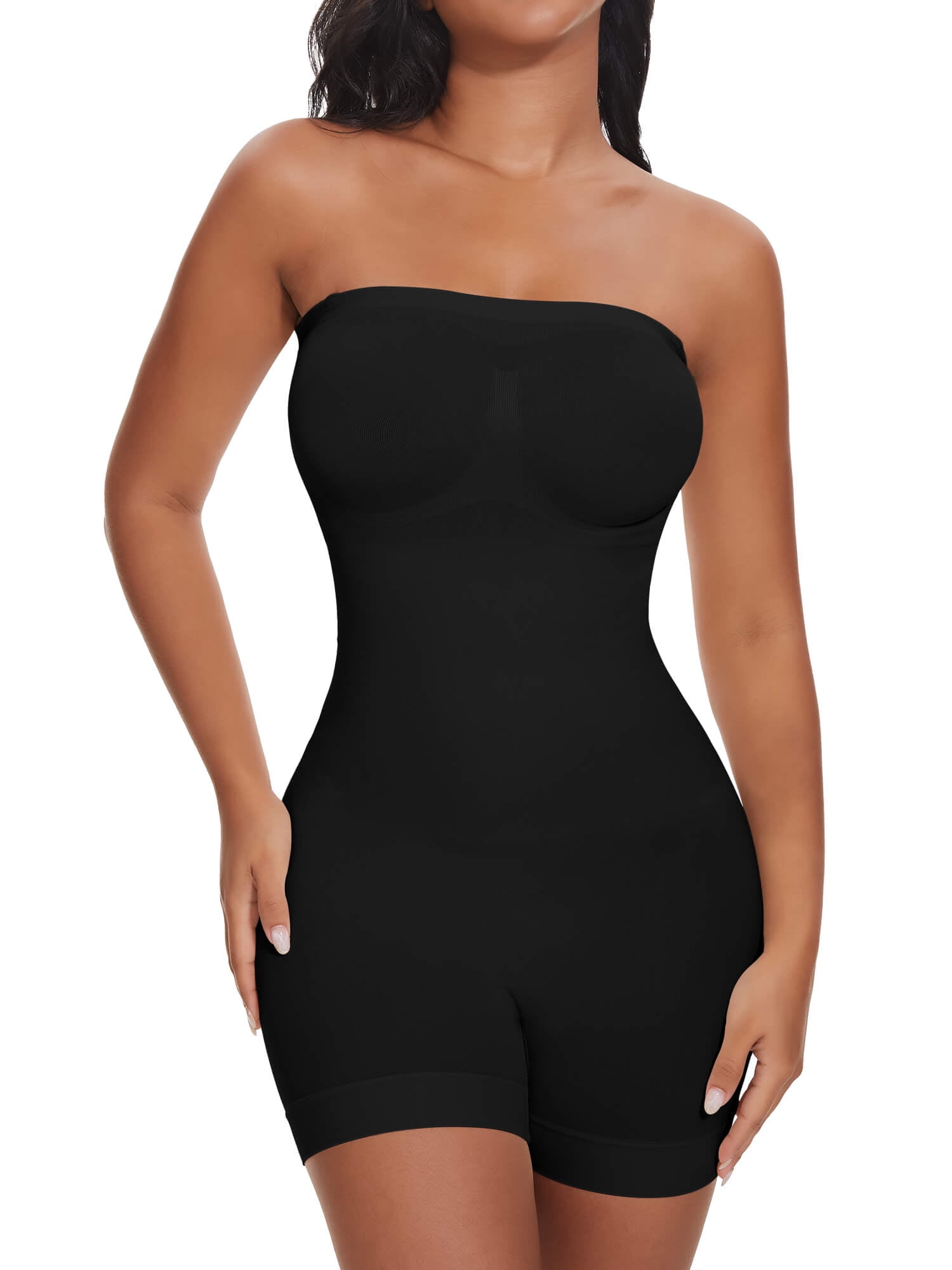 MANIFIQUE Strapless Shortie Bodysuit for Women Tummy Control Shapewear ...