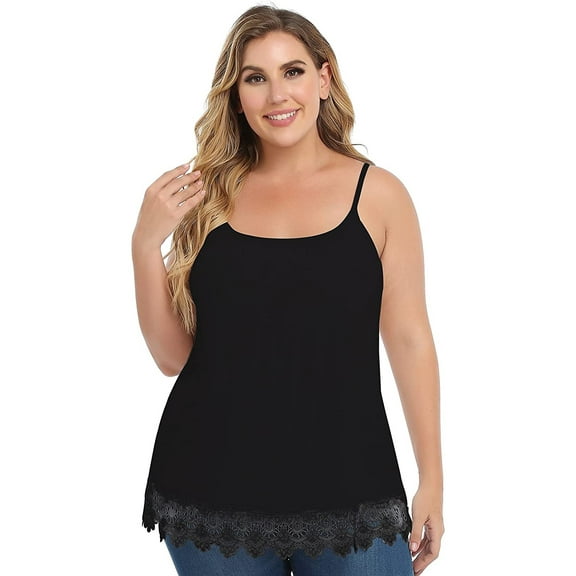 MANIFIQUE Summer Tank Tops with Built in Bra Cup for Women Loose Fit Pleated Lace Hem Flowy