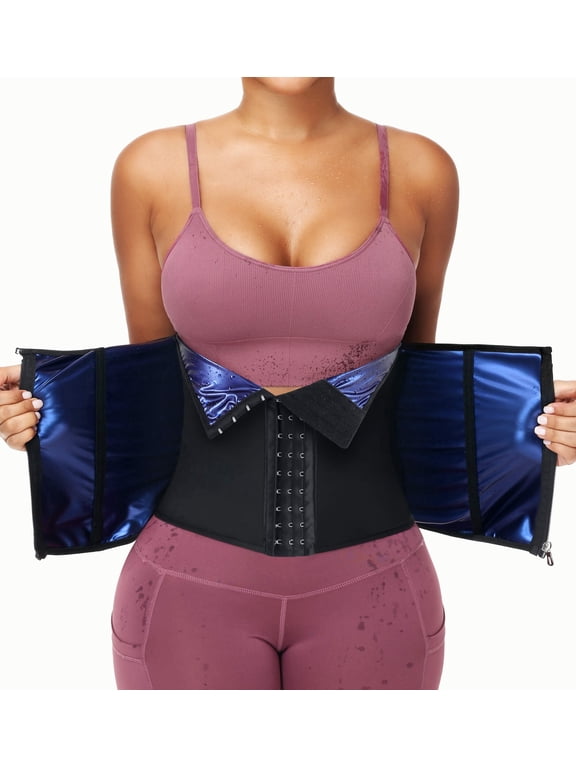 Sweat Waist Trainer Belt for Women Waist Cincher Trimmer Ab Belt Tummy Control Body Shaper with Zipper