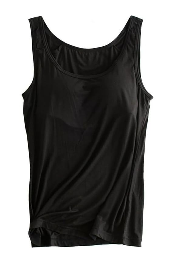 Tank Top for Women with Built-in Padded Bra Wide Strap Camisole Breathable Cami Shirts