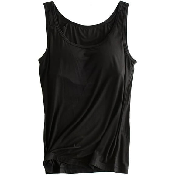MANIFIQUE Tank Top for Women with Built-in Padded Bra Wide Strap Camisole Breathable Cami Shirts