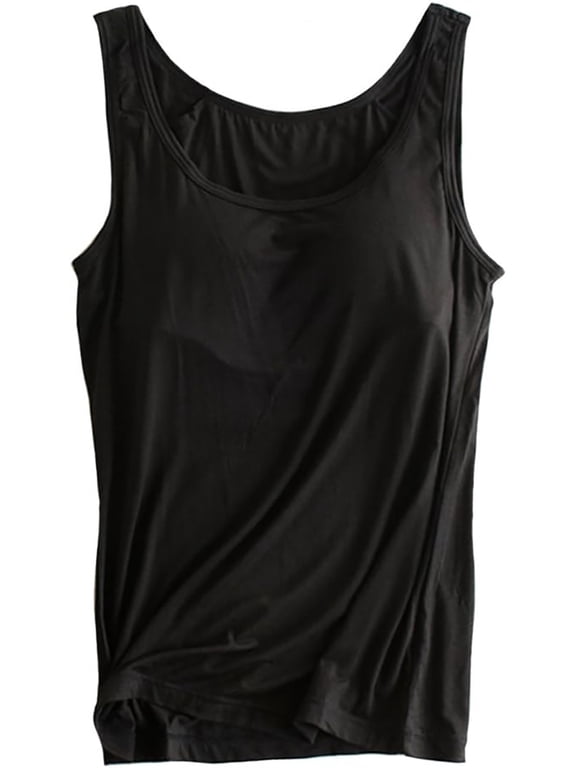 Tank Top for Women with Built-in Padded Bra Wide Strap Camisole Breathable Cami Shirts