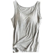 MANIFIQUE Tank Top for Women with Built-in Padded Bra Wide Strap Camisole Breathable Cami Shirts