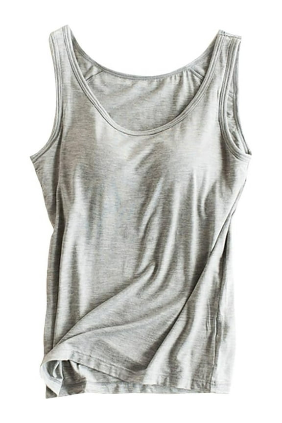 Tank Top for Women with Built-in Padded Bra Wide Strap Camisole Breathable Cami Shirts