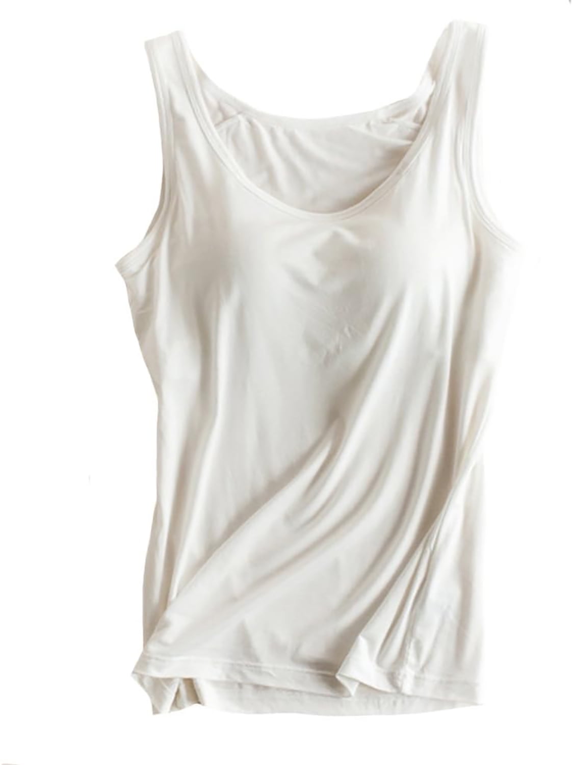 MANIFIQUE 2 Packs Womens Modal Built-in Bra Padded Camisole