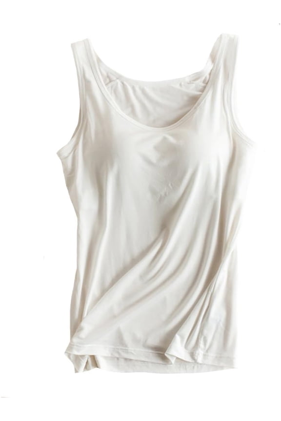 Tank Top for Women with Built-in Padded Bra Wide Strap Camisole Breathable Cami Shirts