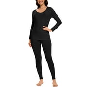 MANIFIQUE Thermal Underwear Set for Women Ultra Thin Long Johns Scoop Neck Base Layer Top & Bottom Set