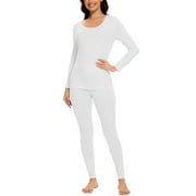 MANIFIQUE Thermal Underwear Set for Women Ultra Thin Long Johns Scoop Neck Base Layer Top & Bottom Set