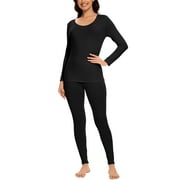 MANIFIQUE Thermal Underwear Set for Women Ultra Thin Long Johns Scoop Neck Base Layer Top & Bottom Set
