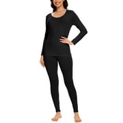 MANIFIQUE Thermal Underwear Set for Women Ultra Thin Long Johns Scoop Neck Base Layer Top & Bottom Set