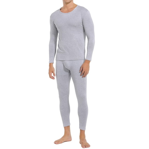 MANIFIQUE Thermal Underwear for Men Set Crewneck Ultra Thin Long Johns Top & Bottom Set