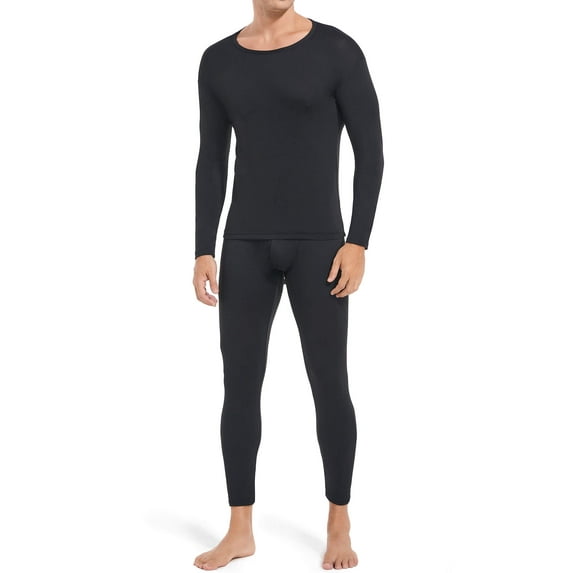MANIFIQUE Thermal Underwear for Men Set Crewneck Ultra Thin Long Johns Top & Bottom Set