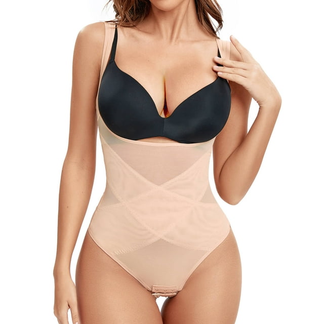 MANIFIQUE Thong Bodysuit for Women Tummy Control Shapewear Seamless Sculpting Open Bust Body