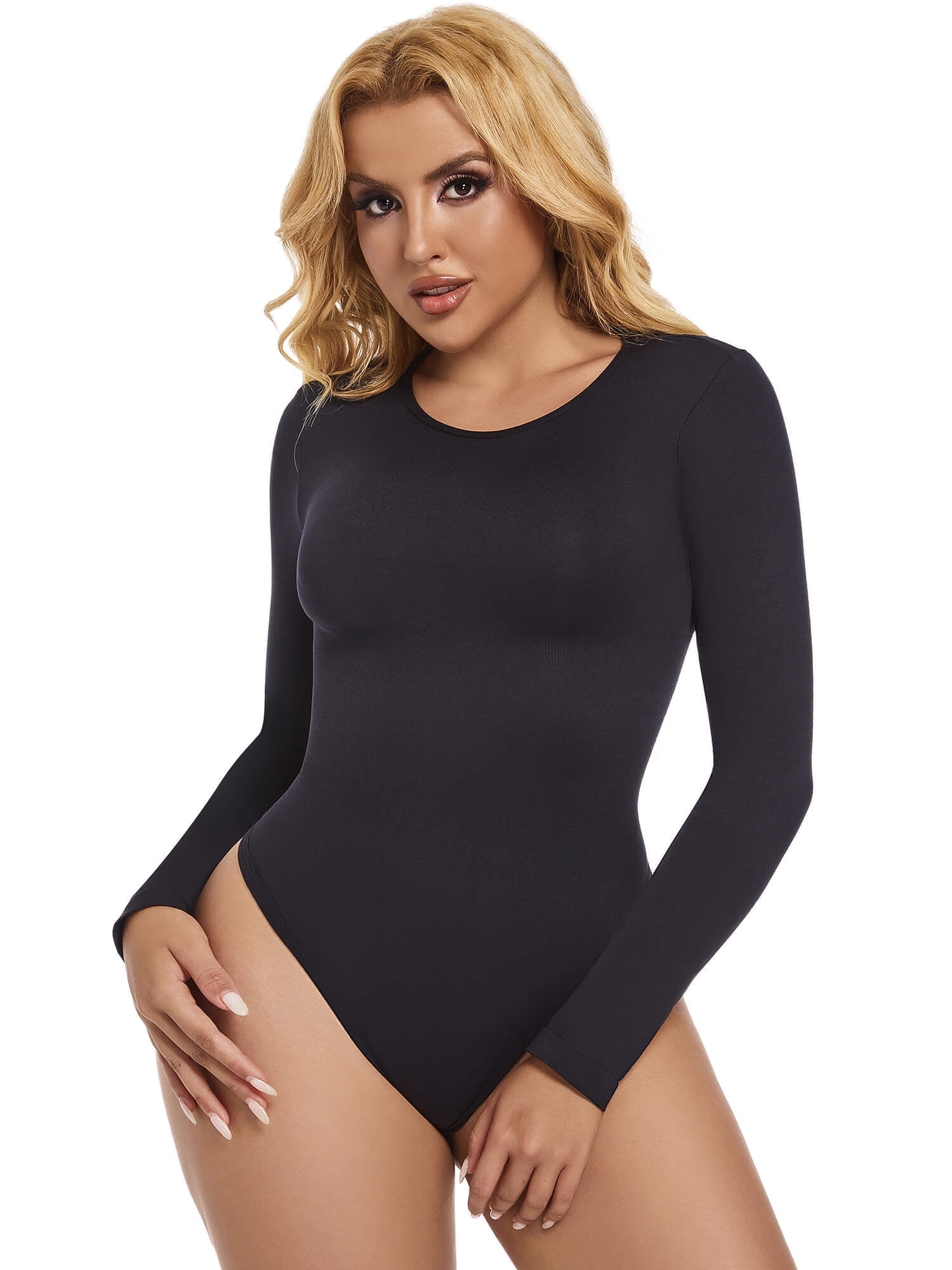 Joyspun Women's Seamless Shaping Bodysuit with Long Sleeves