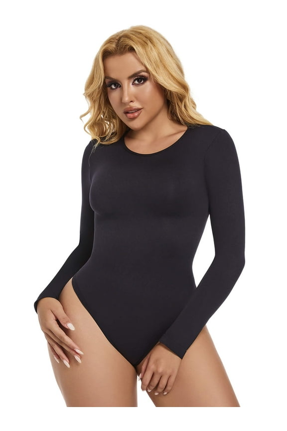 Tummy Control Thong Bodysuit Long Sleeve Shapewear for Women 2024 Shirt Tops