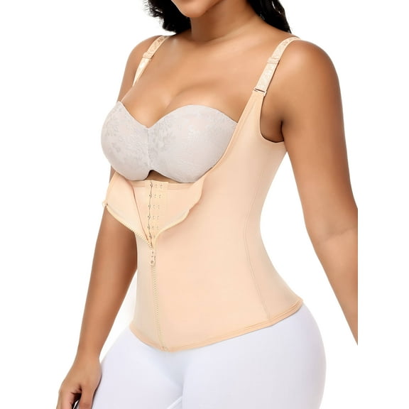 MANIFIQUE Waist Trainer for Women Corset Tops Tummy Control Shapewear Sport Girdle Workout Beige Vest