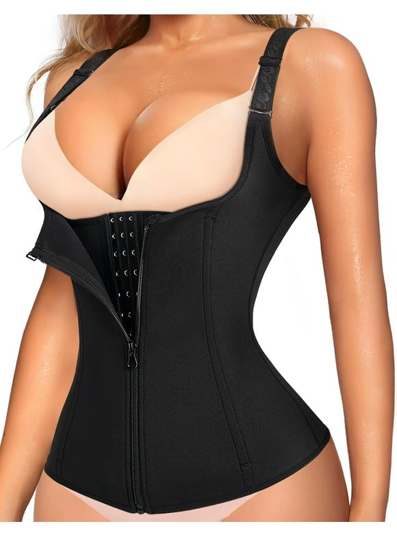 Waist Trainer for Women Corset Tops Tummy Control Shapewear Sport Girdle Workout Black Vest