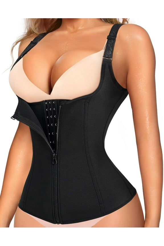 Waist Trainer for Women Corset Tops Tummy Control Shapewear Sport Girdle Workout Black Vest