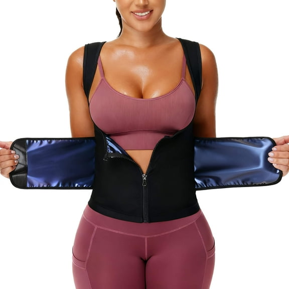 MANIFIQUE Sauna Suit for Women Waist Trainer Vest for Women Sweat Tank Top Shaper for Women with Zipper