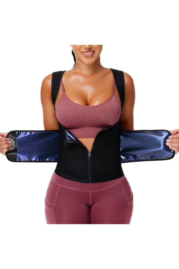 Sauna Suit for Women Waist Trainer Vest for Women Sweat Tank Top Shaper for Women with Zipper