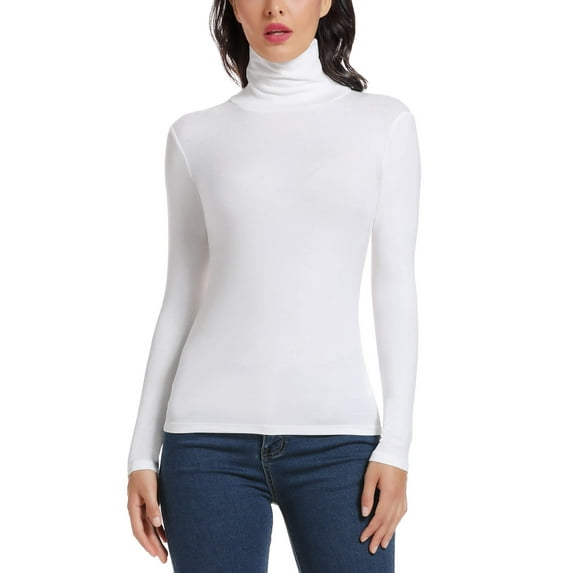 MANIFIQUE Women's Turtleneck Long Sleeve Shirts Fall Fashion Basic Thermal Underwear Tops Winter Clothes 2025