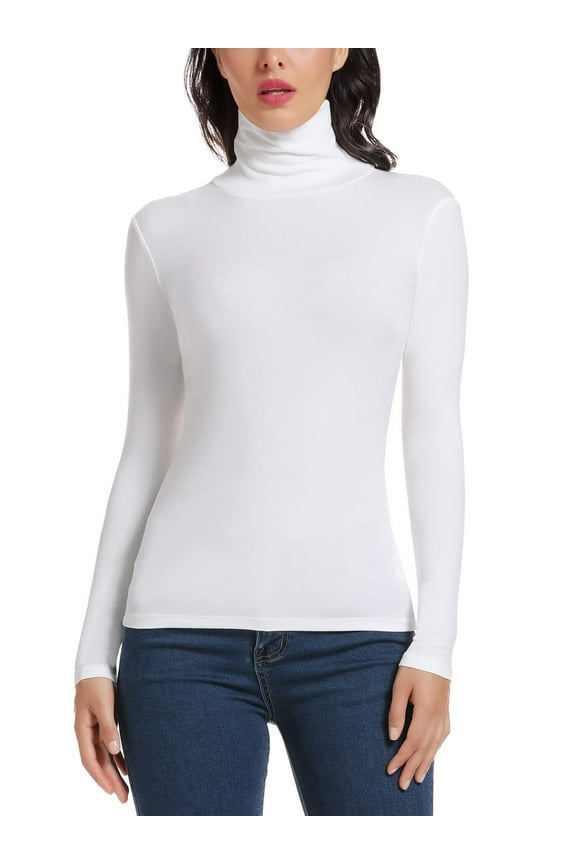 Women's Turtleneck Long Sleeve Shirts Fall Fashion Basic Thermal Underwear Tops Winter Clothes 2025