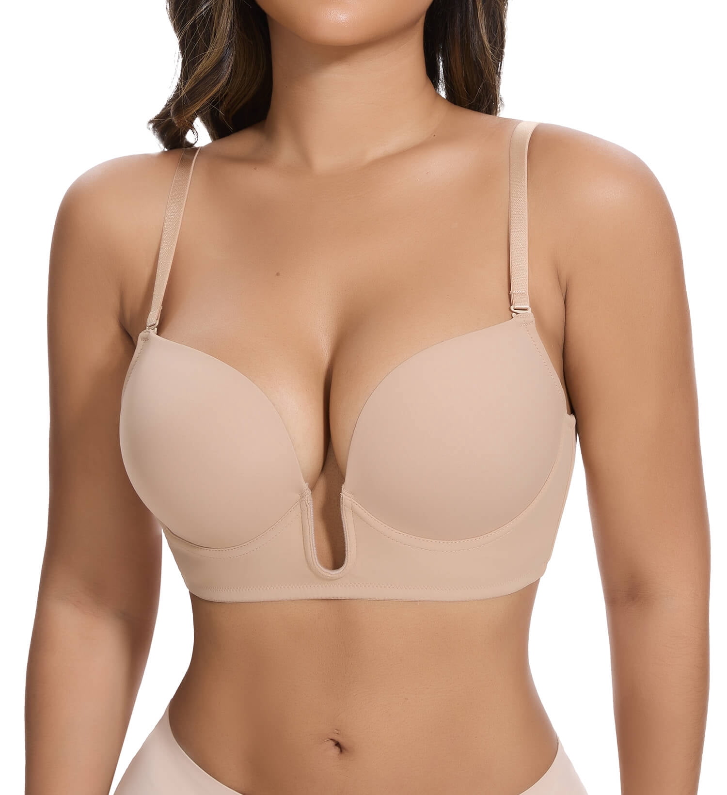 multiway bra for backless dress Manifique Women Deep U Plunge Push Up Bra, Low Cut with Free Clear Straps Wedding Prom Dresses, Women's, Size: Small, Beige 90s Sheer Silk Chiffon SizeGuide-NSLETTER our ultra Color:Color name from the color link