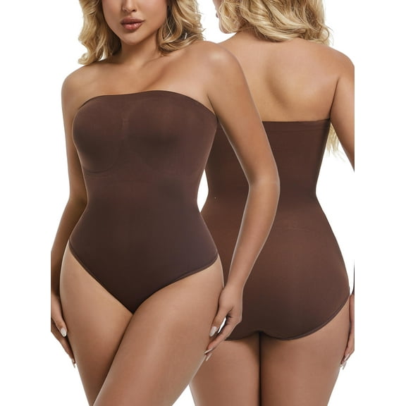 MANIFIQUE Strapless Shapewear for Women, Tummy Control Triangle Bodysuit Body Shaper Tank Top