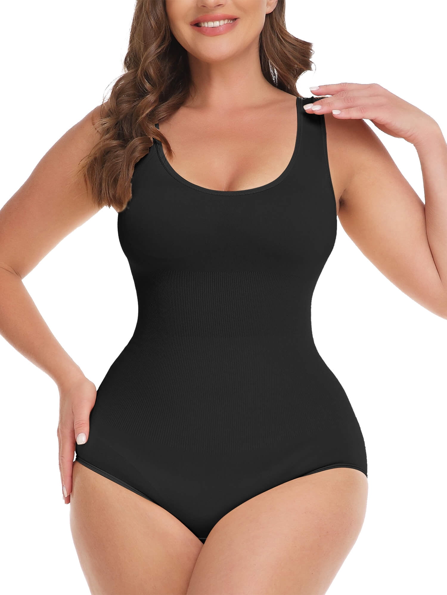 MANIFIQUE 3 Packs Women Slimming Bodysuits Shapewear Tops Tummy Control  Thong Body Shaper Spaghetti Strap Camisole 
