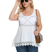 MANIFIQUE Women's Camisoles with Built in Bra Top Plus Size Flowy Swing Pleated Tank Top with Wide Strap (S-4XL)