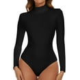thumbnail image 1 of MANIFIQUE Women's Long Sleeve Bodysuit Mock Turtleneck Soft Slim Fit Tops Jumpsuit, 1 of 6
