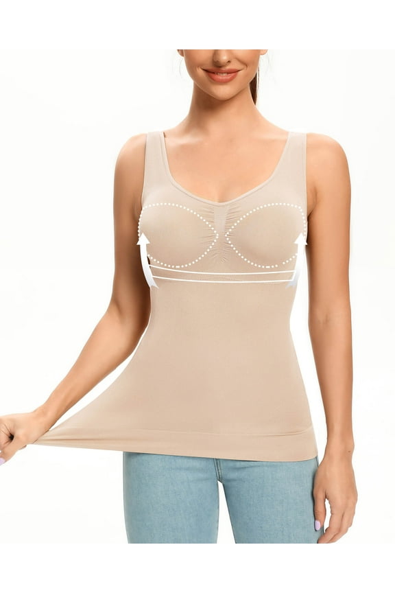 Women's Slimming Tank, Everyday Shapewear, Body Slimming Top, Compression Tank with Removable Pads, Sizes Small-2XL