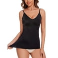 thumbnail image 1 of MANIFIQUE Women's Solid V-Neck Tummy Control Compression Camisole Top & Shapewear, Black, 1-Pack, 1 of 7