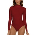 thumbnail image 1 of MANIFIQUE Women's Mock Turtle Neck Long Sleeve Tops Bodysuit Jumpsuit, 1 of 6